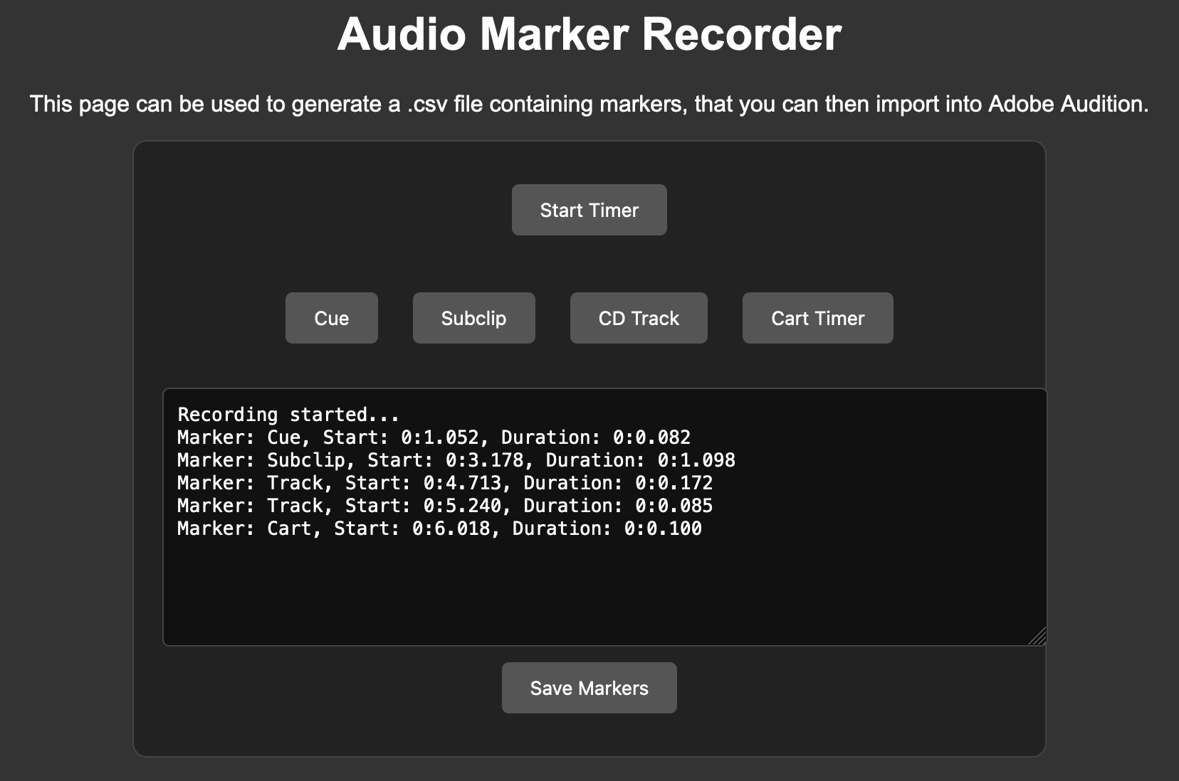 Adobe Audition Timer